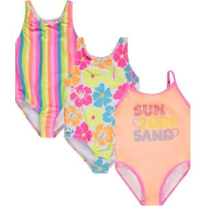 BTween Girls Multi Pack One Piece Swimwear Unique Colors and Patterns, Sizes 4-16 for Kids and Toddlers(Sun)