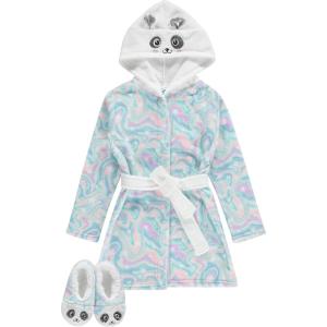BTween Girls Unicorn Bathrobe Set Soft, Cozy, and Fun with Matching Slippers Perfect for Lounging(Marbe)