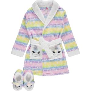 BTween Girls Unicorn Bathrobe Set Soft, Cozy, and Fun with Matching Slippers Perfect for Lounging(Star)