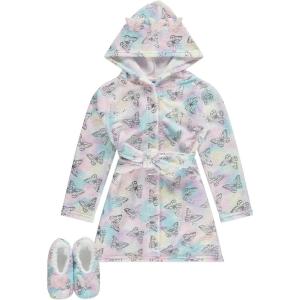 BTween Girls Unicorn Bathrobe Set Soft, Cozy, and Fun with Matching Slippers Perfect for Lounging(Tydye)
