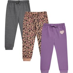 BTween Kids Girls Fashion Stretch Waist Ultra Soft Jogger Pants Set 3 Pack Bundle(Charh)