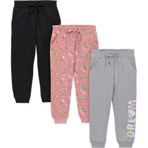 BTween Kids Girls Fashion Stretch Waist Ultra Soft Jogger Pants Set 3 Pack Bundle(Maufl)
