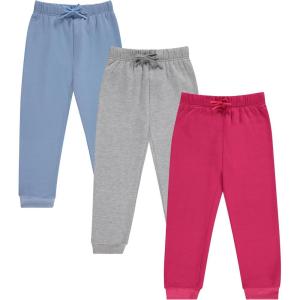 BTween Kids Girls Fashion Stretch Waist Ultra Soft Jogger Pants Set 3 Pack Bundle(Raspb)