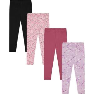 Girls 4 Pack Fleece Lined Leggings Whimsical Wonderland of Styles in Sizes 4-16! Unicorns, Flowers Hearts Galore!(Mauve)
