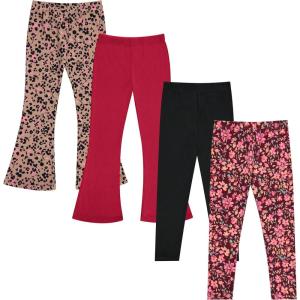 Girls Leggings and Flared Pants Set Comfortable, Stylish, and Versatile Pack of 4(Ceris)