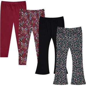 Girls Leggings and Flared Pants Set Comfortable, Stylish, and Versatile Pack of 4(Jetbk)