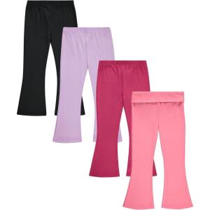 Girls Leggings and Flared Pants Set Comfortable, Stylish, and Versatile Pack of 4(Lilac)