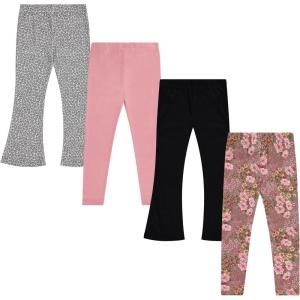 Girls Leggings and Flared Pants Set Comfortable, Stylish, and Versatile Pack of 4(Rose)