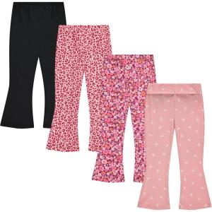 Girls Leggings and Flared Pants Set Comfortable, Stylish, and Versatile Pack of 4(Rosec)
