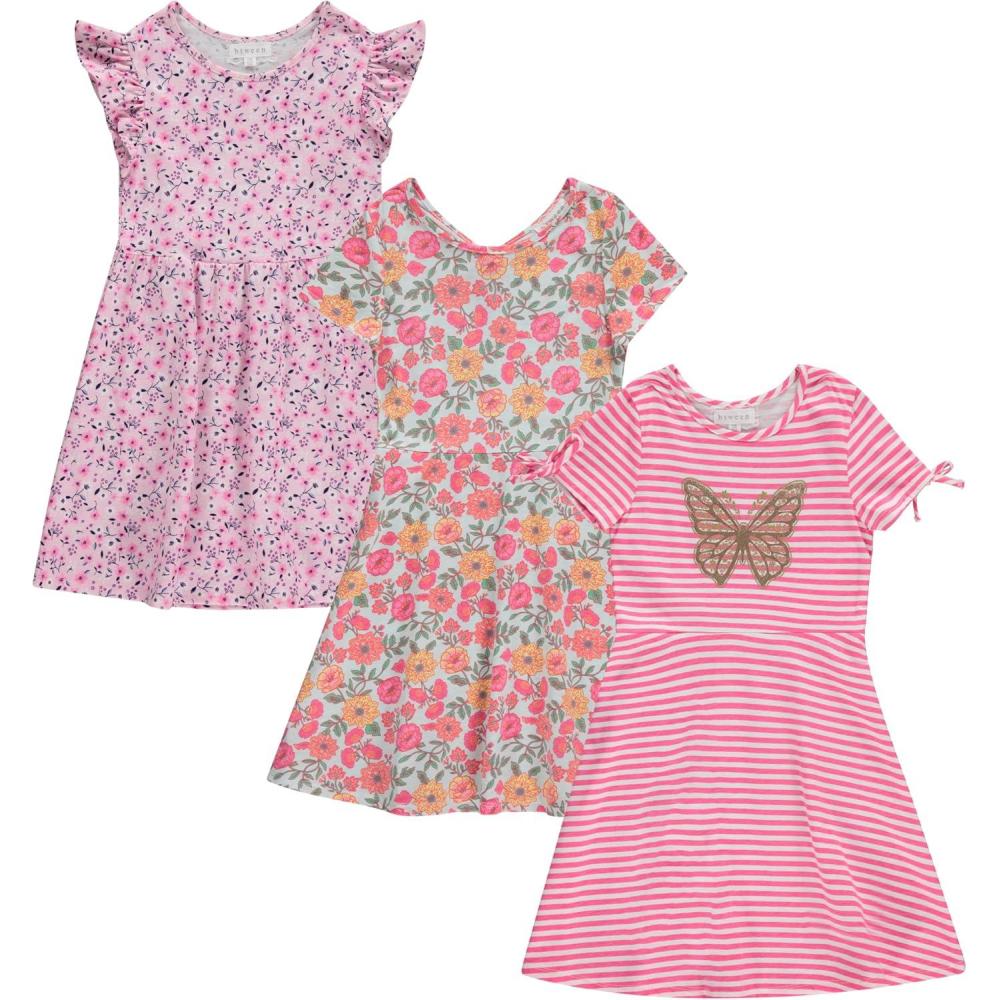 imageBTween 3 Piece Girls Summer Dress Set Short Sleeve Casual Skater DressesFlowr
