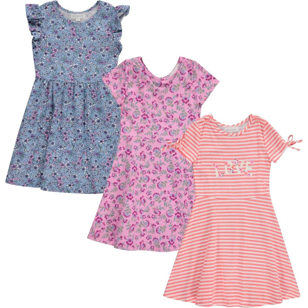 imageBTween 3 Piece Girls Summer Dress Set Short Sleeve Casual Skater DressesStrip