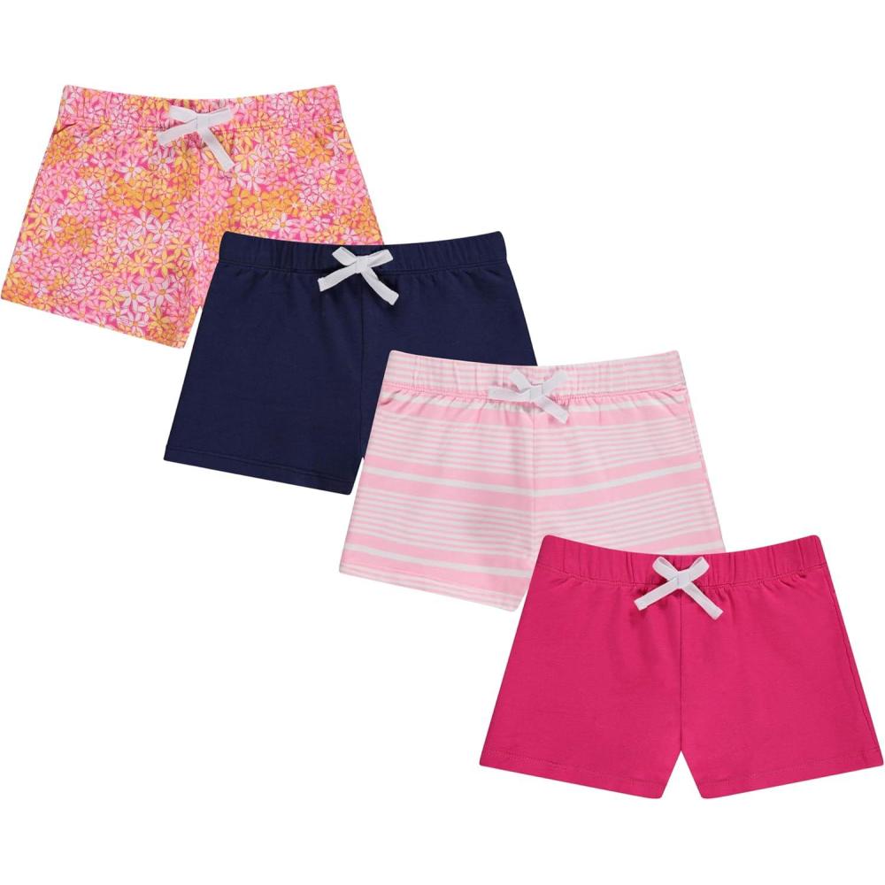imageBTween 4 Pack Girls Shorts Cotton French Terry Shorts for Girls Kids Summer ClothingFlora