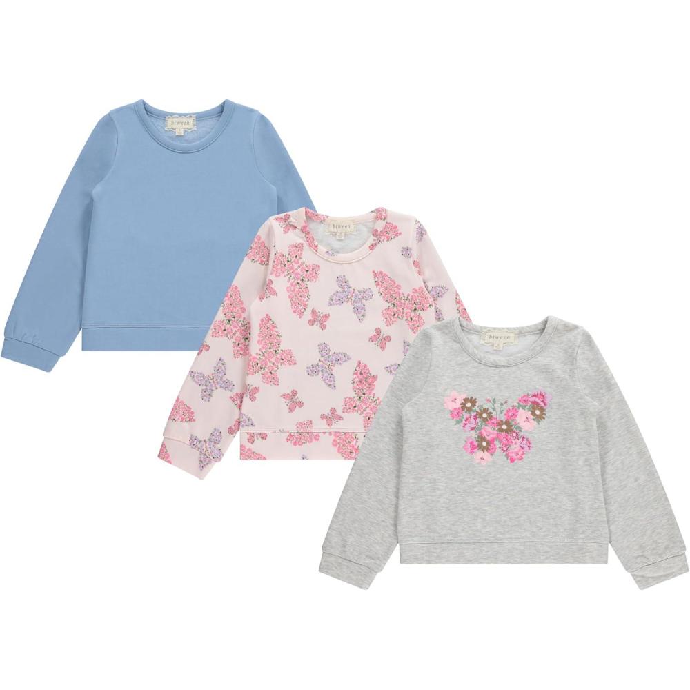 imageBTween Girls 3 Piece CrewithNeck Fleece Sweatshirt Set Long Sleeve Cotton Blend Pullover Soft and Comfortable Sizes 412Butfl