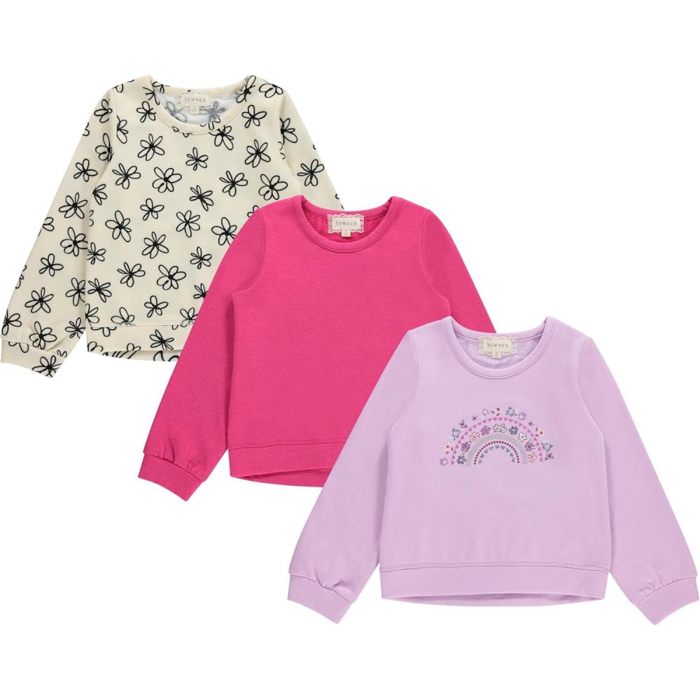 imageBTween Girls 3 Piece CrewithNeck Fleece Sweatshirt Set Long Sleeve Cotton Blend Pullover Soft and Comfortable Sizes 412Daisy