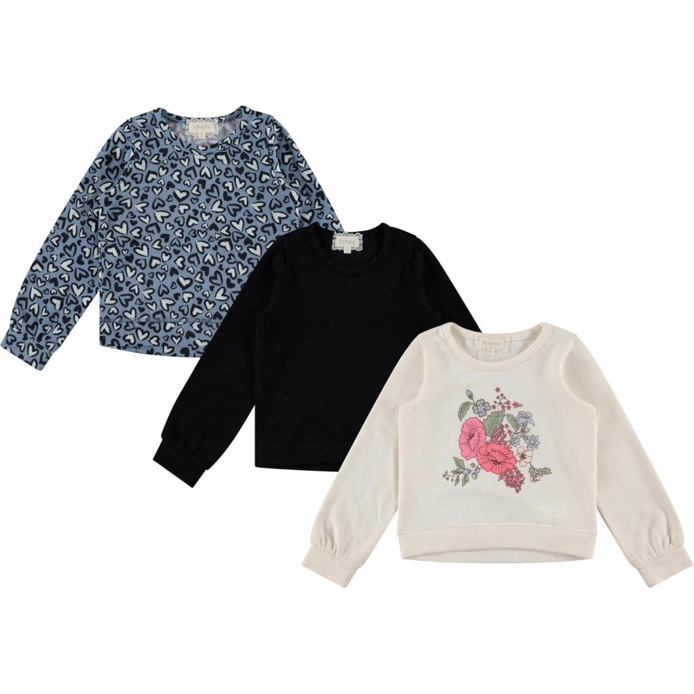 imageBTween Girls 3 Piece CrewithNeck Fleece Sweatshirt Set Long Sleeve Cotton Blend Pullover Soft and Comfortable Sizes 412Jetbk