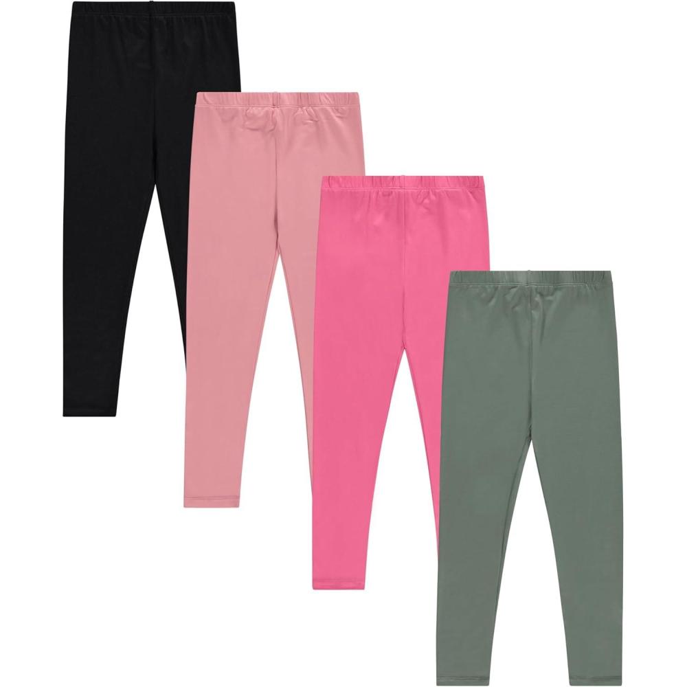 imageBTween Kids Girls Fall Fashion Stretch Leggings Comfortable Bottoms Set 4 Pack BundleBasic