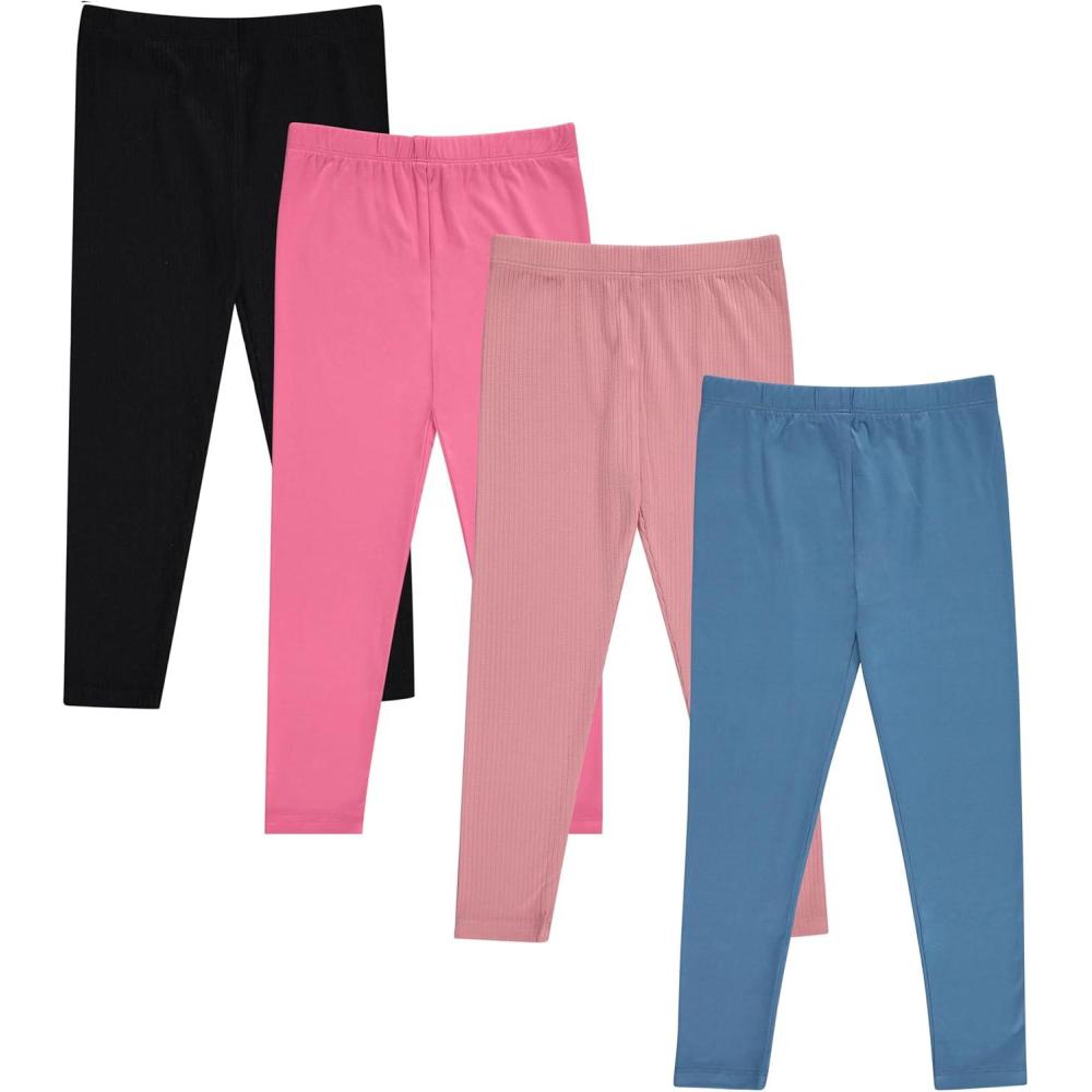 imageBTween Kids Girls Fall Fashion Stretch Leggings Comfortable Bottoms Set 4 Pack BundleJetbk