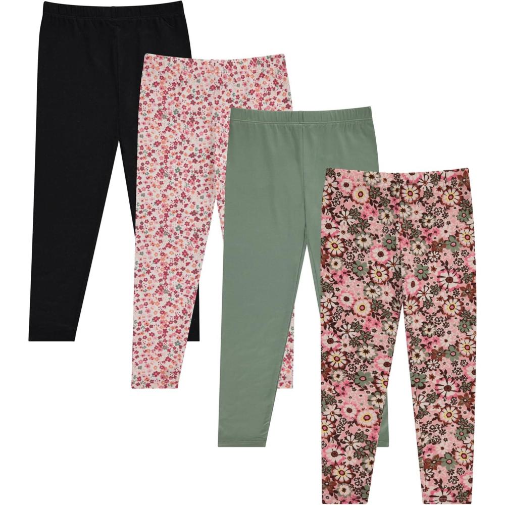 imageBTween Kids Girls Fall Fashion Stretch Leggings Comfortable Bottoms Set 4 Pack BundleRose