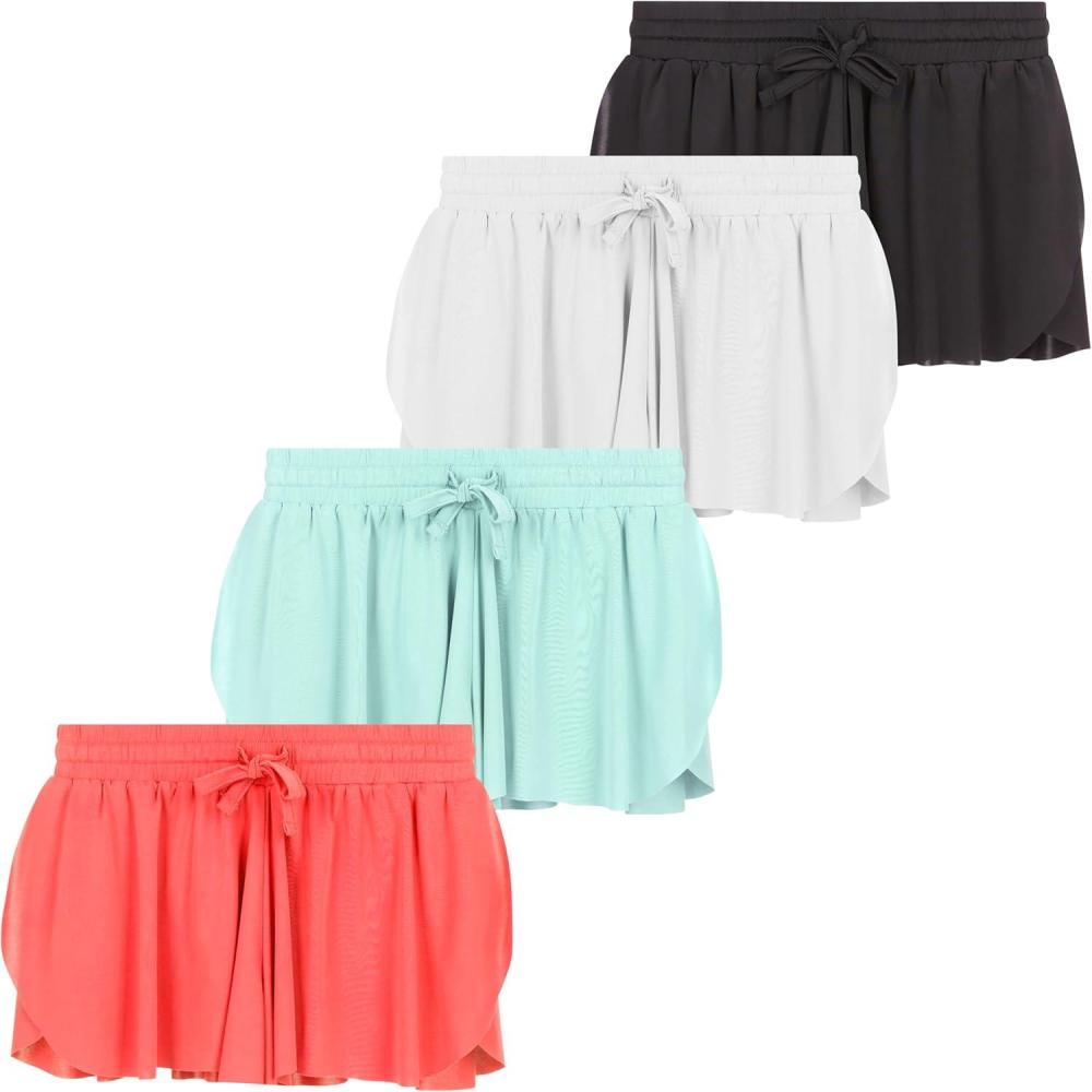 imageGirls 4 Pack Butterfly Shorts Lightweight Flowing Athletic Shorts with Elastic Waist Drawstring Sizes 416Basc1