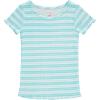 BTween 4 Pack Rib Knit Girls Tops Short Sleeve Lettuce Trim Ribbed Girl Shirts Stripe Floral Solid(Straw)