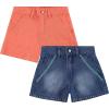 BTween 2 Pack Lightweight Denim Shorts for Girls Cotton Blend Sizes 4-16 Perfect for Comfort, Style, and Summer Fun!(Coral)