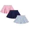 BTween 3 Pack Skorts for Girls Kids Scooter Skirts Skirt Layered Shorts(Blue)