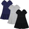 BTween 3 Piece Girls Summer Dress Set Short Sleeve Casual Skater Dresses(Basic)