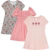 BTween 3 Piece Girls Summer Dress Set Short Sleeve Casual Skater Dresses(Crose)