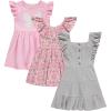 BTween 3 Piece Girls Summer Dress Set Short Sleeve Casual Skater Dresses(Hgrey)