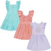BTween 3 Piece Girls Summer Dress Set Short Sleeve Casual Skater Dresses(Shell)