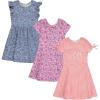 BTween 3 Piece Girls Summer Dress Set Short Sleeve Casual Skater Dresses(Strip)