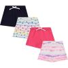 BTween 4-Pack Girls Shorts, Cotton French Terry Shorts for Girls, Kids Summer Clothing Blue