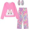 BTween Girls 3 Pack Sleepwear Set, Llamacorn Sweater and Slip-ons with RainbowithVelour Pajama Bottoms