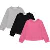 BTween Girls 3 Piece CrewithNeck Fleece Sweatshirt Set Long Sleeve Cotton Blend Pullover, Soft and Comfortable, Sizes 4-12(Basic)