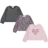 BTween Girls 3 Piece CrewithNeck Fleece Sweatshirt Set Long Sleeve Cotton Blend Pullover, Soft and Comfortable, Sizes 4-12(Charc)