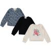 BTween Girls 3 Piece CrewithNeck Fleece Sweatshirt Set Long Sleeve Cotton Blend Pullover, Soft and Comfortable, Sizes 4-12(Jetbk)