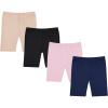 BTween Girls 4 Pack Athletic Bike Shorts, Fashion Short, Workout Clothes for Girls(Blue)