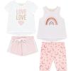 BTween Girls 4 Pack Fashion Summer Clothes Set Shorts Tank Top Short Sleeve and Biker Shorts(Pinkm)