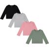 BTween Girls 4 Pack Long Sleeve Graphic T-Shirts Cotton Blend, Fun Vibrant Designs(Basic)