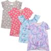 BTween Girls 4 Piece Fashion Tops, Short Sleeve T-Shirt, Casual Daily Shirt for Kids Assorted Colors(Daisy)