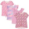 BTween Girls 4 Piece Fashion Tops, Short Sleeve T-Shirt, Casual Daily Shirt for Kids Assorted Colors(Flora)