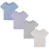 BTween Girls 4 Piece Tops Fashionable Short Sleeve T-Shirt Casual Daily Shirt for Kids Assorted Colors(Basc1)
