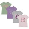 BTween Girls 4 Piece Tops Fashionable Short Sleeve T-Shirt Casual Daily Shirt for Kids Assorted Colors(Hgrey 1)