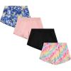 BTween Girls 4-Piece Summer Shorts | Performance Dolphin Shorts | Sports Running Shorts for Kids – Assorted Colors(Black)