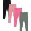 BTween Kids Girls Fall Fashion Stretch Leggings Comfortable Bottoms Set 4 Pack Bundle(Basic)