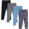 BTween Kids Girls Fall Fashion Stretch Leggings Comfortable Bottoms Set 4 Pack Bundle(Blue)