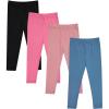 BTween Kids Girls Fall Fashion Stretch Leggings Comfortable Bottoms Set 4 Pack Bundle(Jetbk)