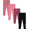 BTween Kids Girls Fall Fashion Stretch Leggings Comfortable Bottoms Set 4 Pack Bundle(Light Blush)