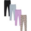BTween Kids Girls Fall Fashion Stretch Leggings Comfortable Bottoms Set 4 Pack Bundle(Lilac)