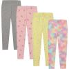 BTween Kids Girls Fall Fashion Stretch Leggings Comfortable Bottoms Set 4 Pack Bundle(Pnkfl)